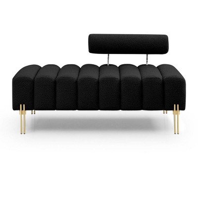 53.2" Width End of Bed Bench Boucle Fabric 2 Seater Sofa Couch Entryway Bench,Sofa Stool Footrest Window Bench with Metal Legs-Cuddlewood