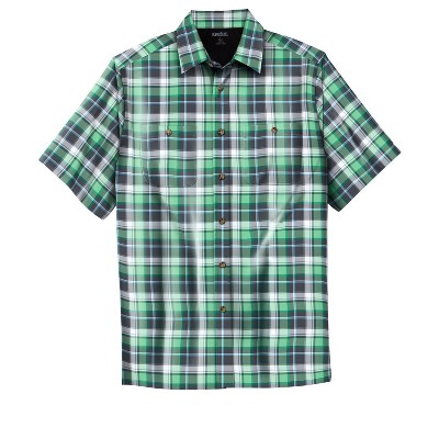 KingSize Short-Sleeve Plaid Sport Shirt