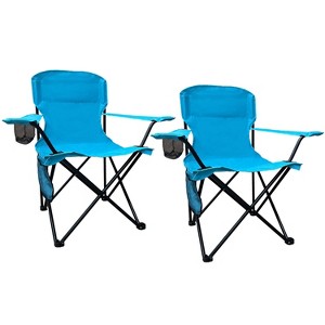 Bestier Camping Chair Folding Portable Outdoor Lounge Chair with Cup Holder & Side Pocket _ 2 Sets Blue - 1 of 4