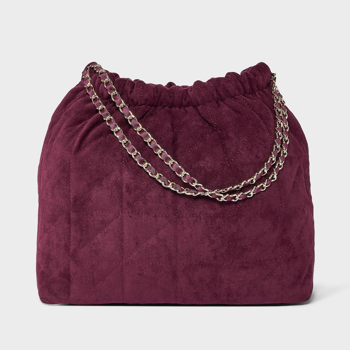 Faux Suede Quilted Gathered Tote Bag - A New Day™ - thumbnail 6