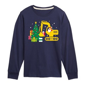 Boys' - Instant Message - Santa Excavator Christmas Presents Long Sleeve Graphic T-Shirt - 1 of 4