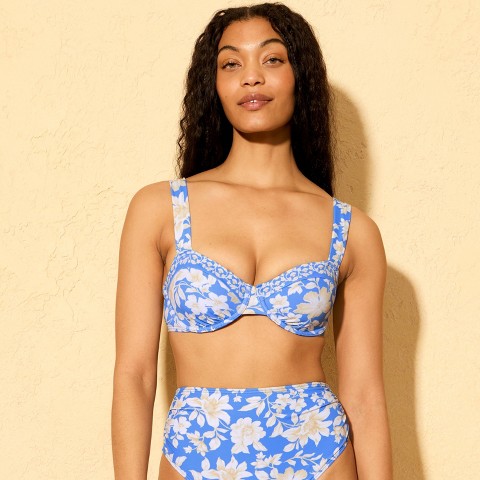 Shade & Shore Women's Floral Bandeau Underwire Bikini Top - Shade & Shore™ Blue 34B