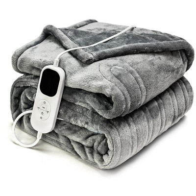 SUGIFT Heated Blanket Throw Blanket - Fast Heating Electric Blanket, Soft Flannel Heated Throw, Warm Gifts for Grandma (59"x71", Gray)