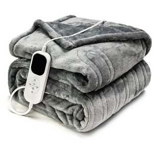 SUGIFT Heated Blanket Throw Blanket - Fast Heating Electric Blanket, Soft Flannel Heated Throw, Warm Gifts for Grandma (59"x71", Gray) - 1 of 1