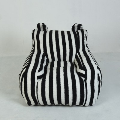 Dsvimoy Accent Chair Bean Bag Sofa with Soft Stuffed Filling and Convenient Pocket for Relaxation, White and Black, 17.7"*15.8"*13.78"