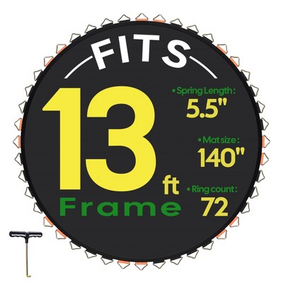 Yescom Trampoline Replacement Mat W/72V-Ring For 13" Trampoline Frame 5" Spring , UV Resistant 8 Row Stitch Jumping Mat