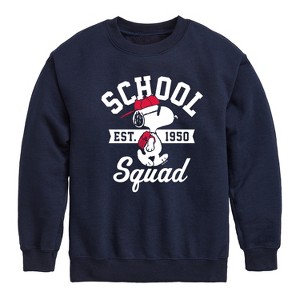 Boys' - Peanuts - Snoopy School Squad Graphic Long Sleeve Fleece Sweatshirt - 1 of 4