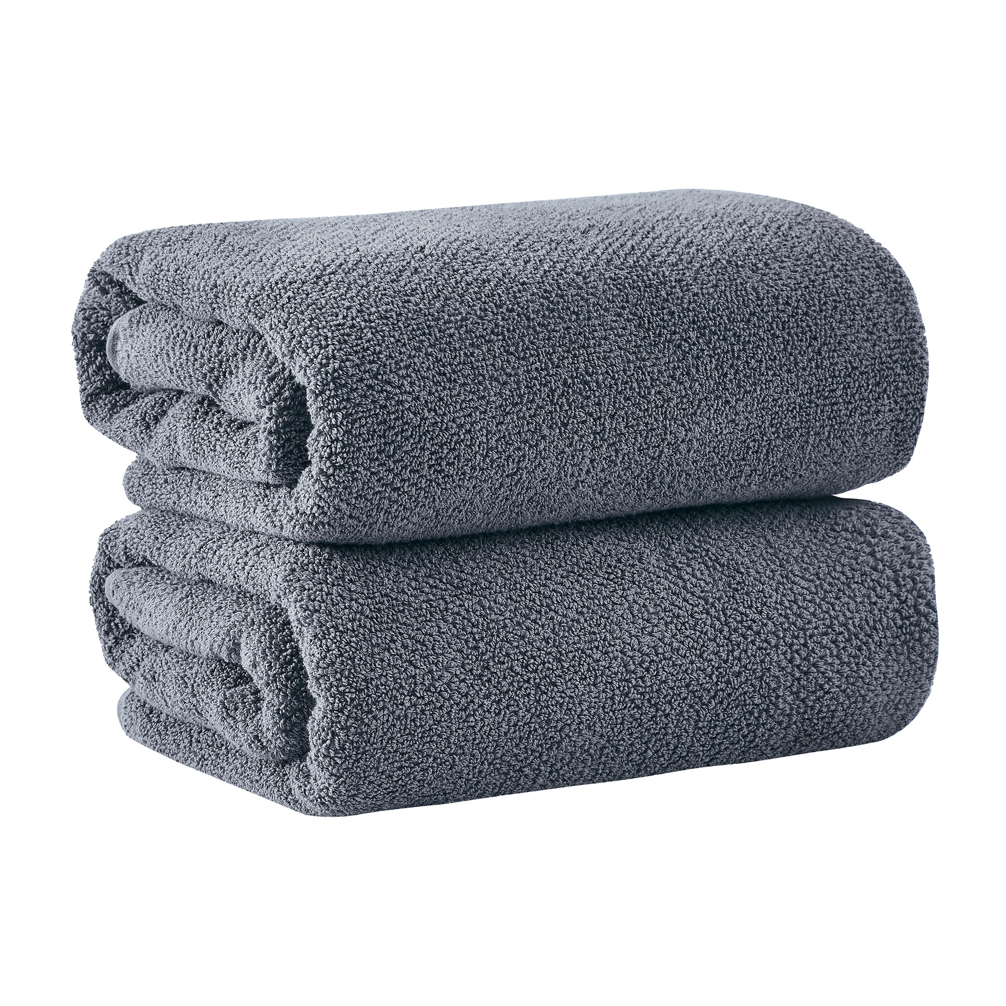 Cotton Quick Dry Loop Textured Bath Towel - Great Bay Home (Chambray Blue, Bath Sheet - Set of 2)