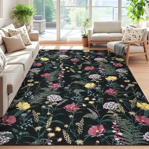 Modern Floral Rugs Machine Washable Area Rug - 1 of 4