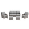 Sonkuki 5 Pieces Patio Sofa with Ottomans Set, All-Weather PE Rattan Wicker, Patio Conversation Couch with Cushion - 2 of 4