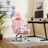 Ergonomic Gaming Chair with Footrest & Lumbar Pillow –  PU Leather Comfort(White & Pink) - 2 of 2