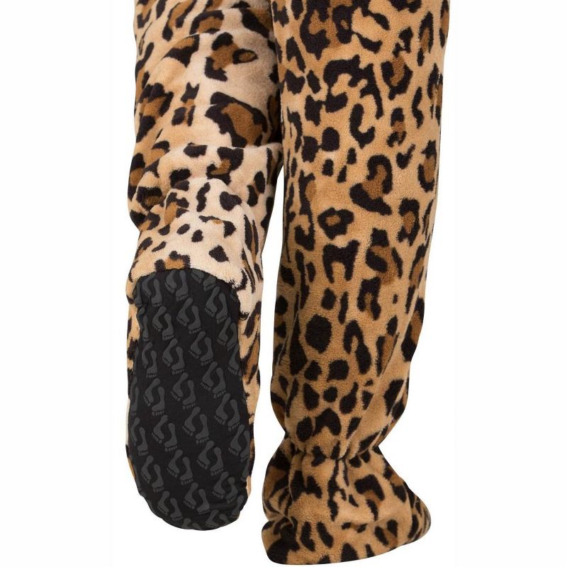 Footed Pajamas - Cheetah Spots Adult Hoodie Chenille Onesie, 3 of 4