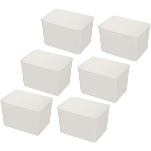 YBM Home Stackable Plastic Storage Bin with Lid, Pack of 6 - 1 of 4