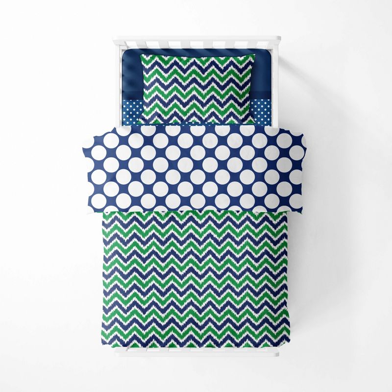 Bacati - Mix N Match Blue/Green 4 pc Cotton Toddler Bedding Set, 4 of 6