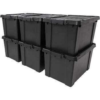 Iris USA 82 Quart Weathertight Storage Box, Store-It-All Utility Tote, 3 Pack, Orange/Black