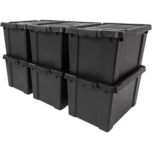 Iris Usa 6 Pack 76qt/19gal Heavy-duty Storage Plastic Bin Tote Container,  Black : Target