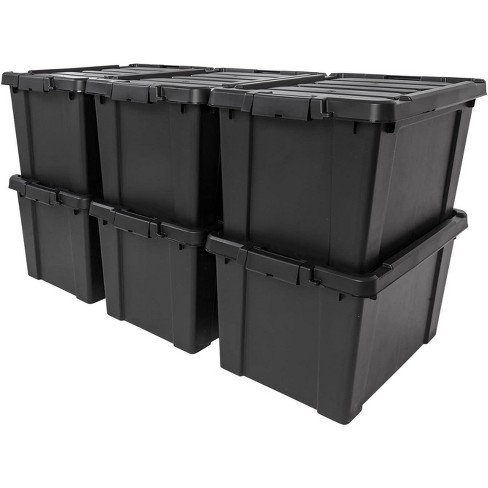 IRIS USA 6 Pack 76qt/19gal Heavy-Duty Storage Plastic Bin Tote Container,  Black