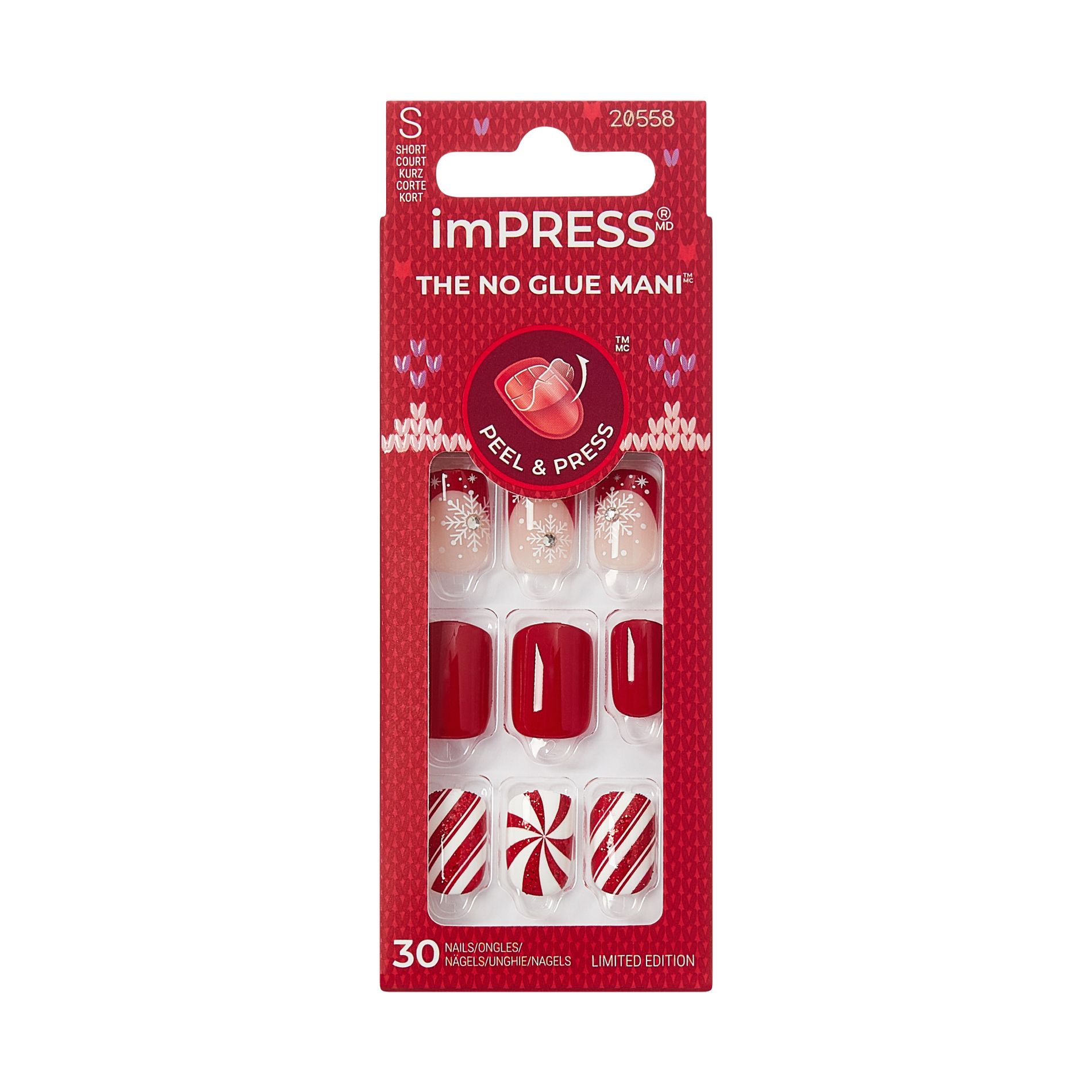imPRESS Press-On Manicure No Glue Fake Nails - Santa Baby - 33ct