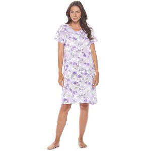 Casual Nights Women's Super Soft Yummy Nightshirt, Short Sleeve Nightgown, Night Dress with Fun Prints & Patterns - 1 of 4