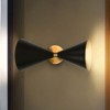 (Set of 2) Rennnsan Tristalyn 14"H Hardwired 2-Light Hourglass Shape Mid-Century Modern Dimmable Wall Sconce in Black - 2 of 4