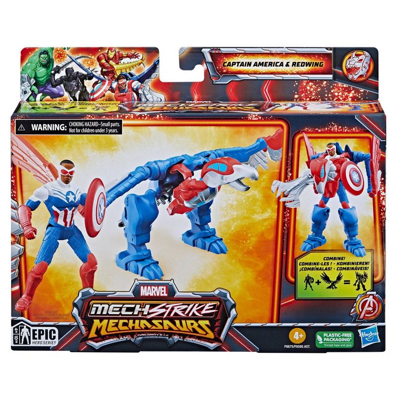Marvel Mech Strike Mechasaurs Captain America and Redwing Action Figure Set - 2pk, 3 of 10