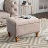 VYNXARIA Square velvet upholstered Ottoman with storage space, hidden support hinge with easy to open top, rivet trim around (Pink) - 2 of 4