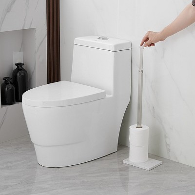 Brushed Nickel Freestanding Toilet Paper Holder with Marble Base