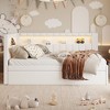 Twin Size Upholstered Platform Bed with Trundle, USB Ports and LED Belt - 2 of 4