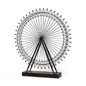 HomeRoots Metal And Wood London Eye Moveable Sculpture - 1 of 4