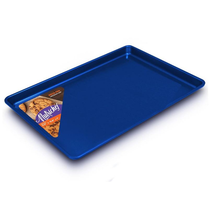 NutriChef Nonstick Cookie Sheet Baking Pan - 1qt Metal Oven Baking Tray, Professional Quality Non-Stick Bake Trays, Stylish Diamond Silicone Coating, 1 of 4