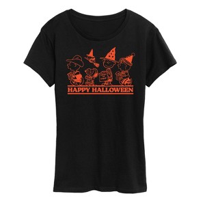 Women's - Peanuts - Orange Happy Halloween Short Sleeve Graphic T-Shirt - 1 of 4