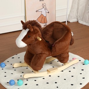 Whisen Toddler Rocking Horse for 1-3 Years Old, Soft Plush Fabric, Safety Belt & Footrests, Steel Frame Support - 1 of 4