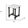 HomeRoots 24" White and Black Marble and Solid Wood Square Trestle End Table - 3 of 4