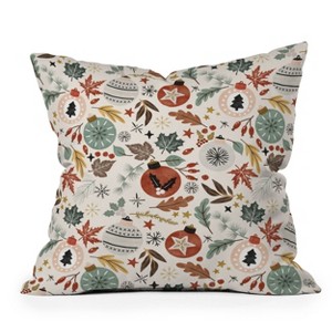 16"x16" Marta Barragan Camarasa Christmas Details Square Throw Pillow Cream/Brown - Deny Designs - 1 of 4