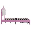 Modern Princess Bed with Crown Headboard, Single-Sized Upholstered Frame Including LED Lights - 3 of 4