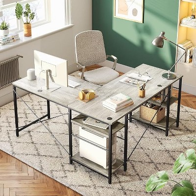 Bestier 59inch L Shaped Desk with Shelves Home Office Gaming Computer Desk