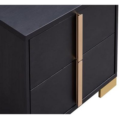 Black and Gold 2-Drawer Modern Nightstand