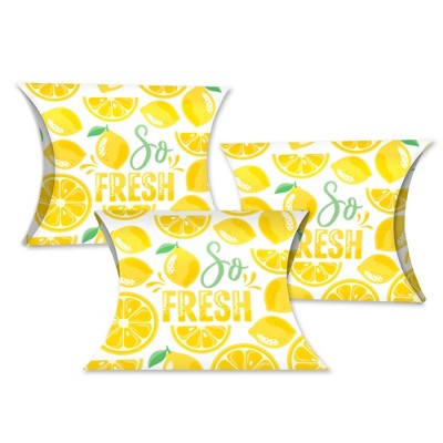 Big Dot of Happiness So Fresh - Lemon - Favor Gift Boxes - Citrus Lemonade Party Petite Pillow Boxes - Set of 20