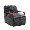 Sapphtopaz Modern Faux Fur Accent Chair with Curve Wooden Arms Upholstered Comfy Reading Chair Ultra Soft Armchair for Living Room, Bedroom - 4 of 4