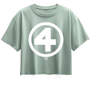 Girls' - Marvel - Fantastic Four Logo White Short Sleeve Boxy Graphic T-Shirt - 1 of 1