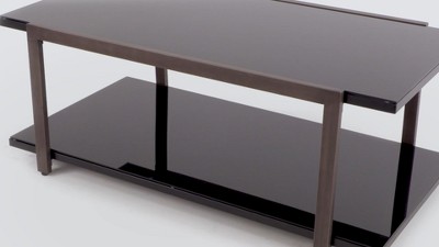 Rollynx Black Glass and Metal 3-Piece Coffee Table Set