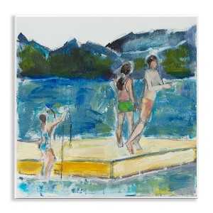 Stupell Industries Kids on Swimming Dock Abstract, 12" x 12" - 1 of 4