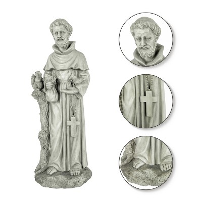 31" Gray Magnesium Oxide Saint Francis Garden Statue