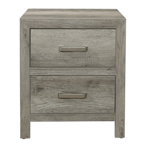 Transitional Aesthetic Bedroom Nightstand Faux Wood Veneer Weathered Gray Finish Nickel Hardware Bed Side Table - 1 of 4