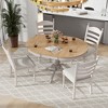 CAVINAS Round Dining Table Set for 4 Retro Wood Round Extendable Dining Table with 4 Upholstered Chairs for Dining Room - 3 of 4