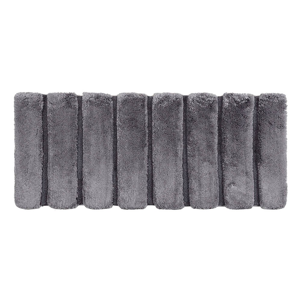 24inx58in Tufted Pearl Channel Solid Bath Rug Gray