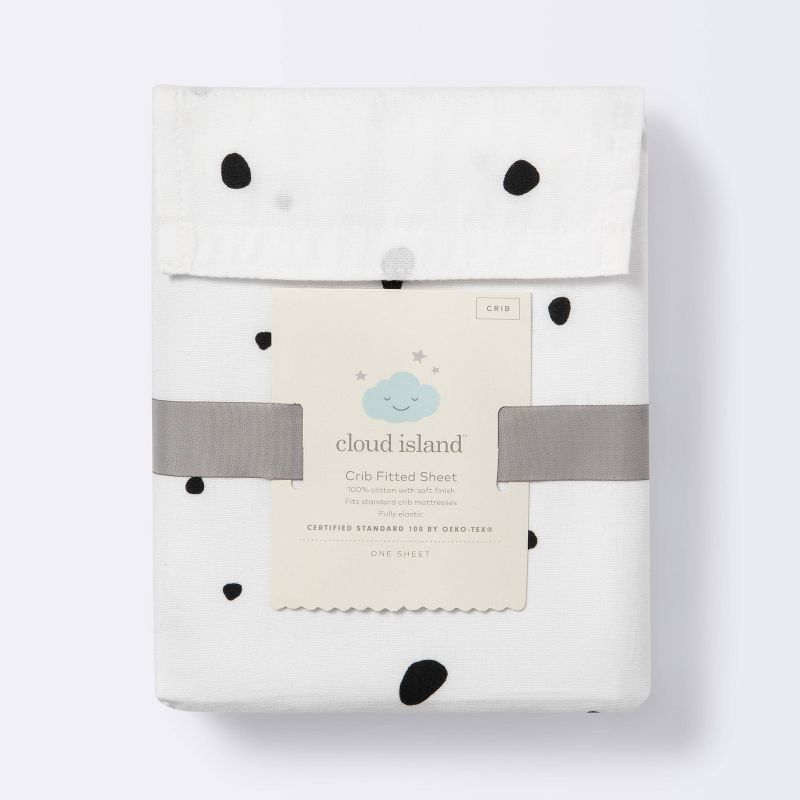 Fitted Crib Sheet Scatter Dot - Cloud Island&#8482; - Black/Cream, 6 of 7
