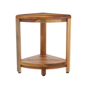 12" SnazzyCorner ED980 Wide Teak Shower Bench with Shelf - EcoDecors - 1 of 4