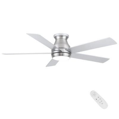 BestParts 52" Brushed Nickel Low Profile Ceiling Fan with Silver Blades & LED Light Kit
