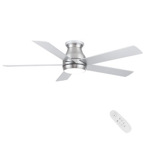 BestParts 52" Brushed Nickel Low Profile Ceiling Fan with Silver Blades & LED Light Kit - 1 of 4